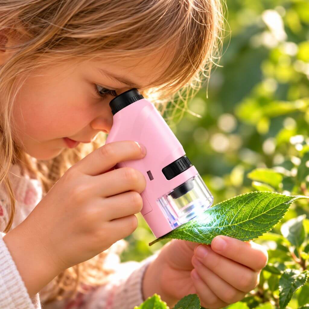 Microscope de poche enfant – 60 à 120× avec éclairage LED - Kidstresor