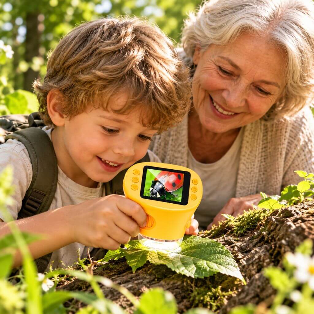 Microscope enfant – Format poche et écran numérique 2 pouces - Kidstresor