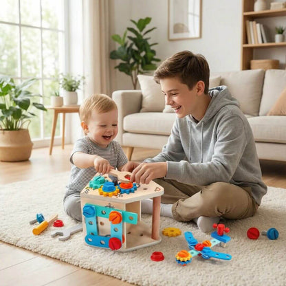 Jeu de construction en bois | Le petit bricoleur Montessori - Kidstresor