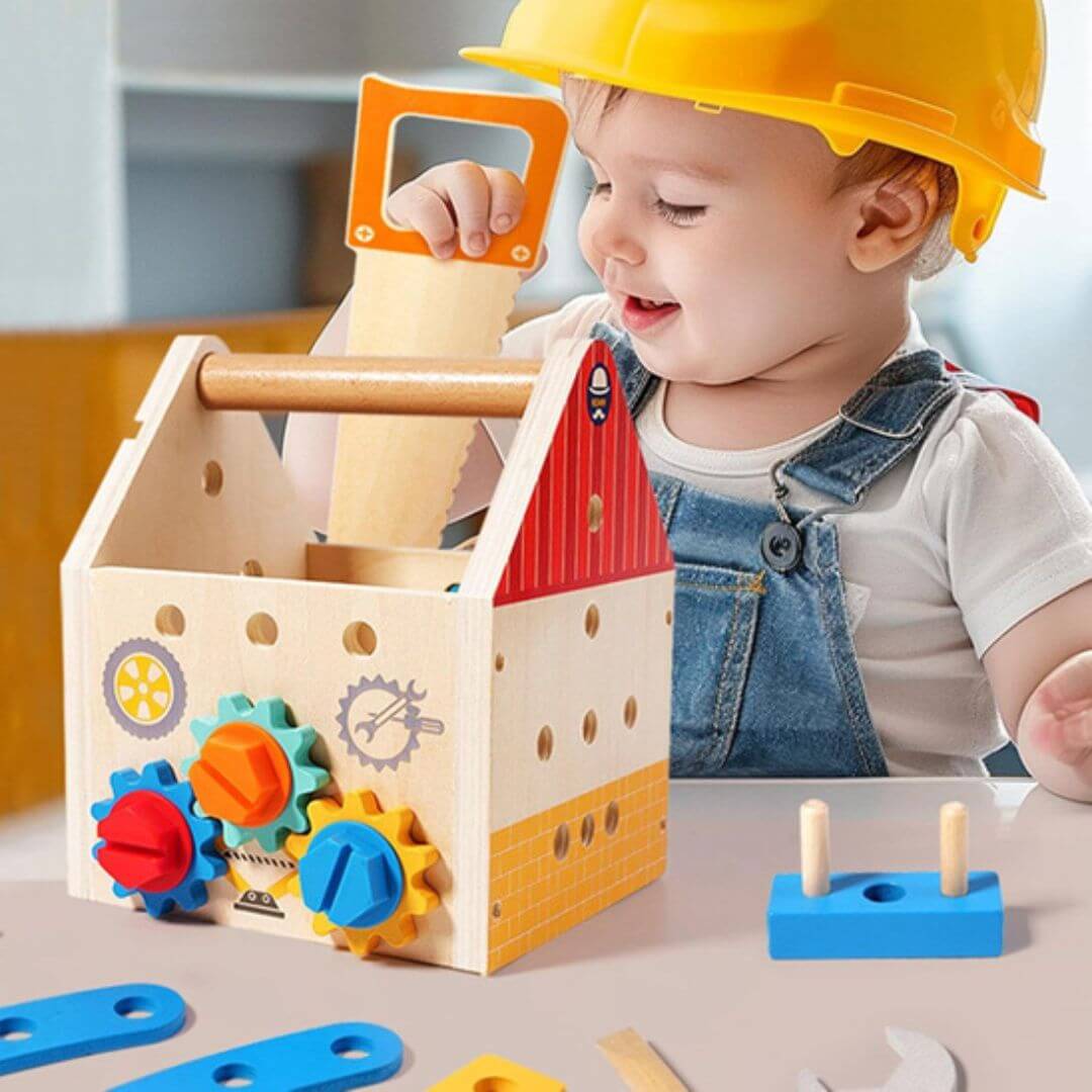 Jeu de construction en bois | Le petit bricoleur Montessori - Kidstresor