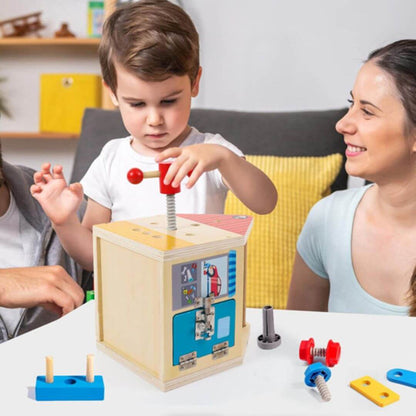 Jeu de construction en bois | Le petit bricoleur Montessori - Kidstresor