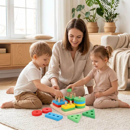 Jeu Montessori en Bois – Apprentissage des Formes et des Couleurs - Kidstresor