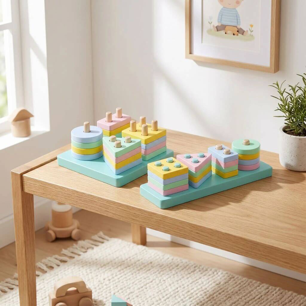 Jeu Montessori en Bois – Apprentissage des Formes et des Couleurs - Kidstresor