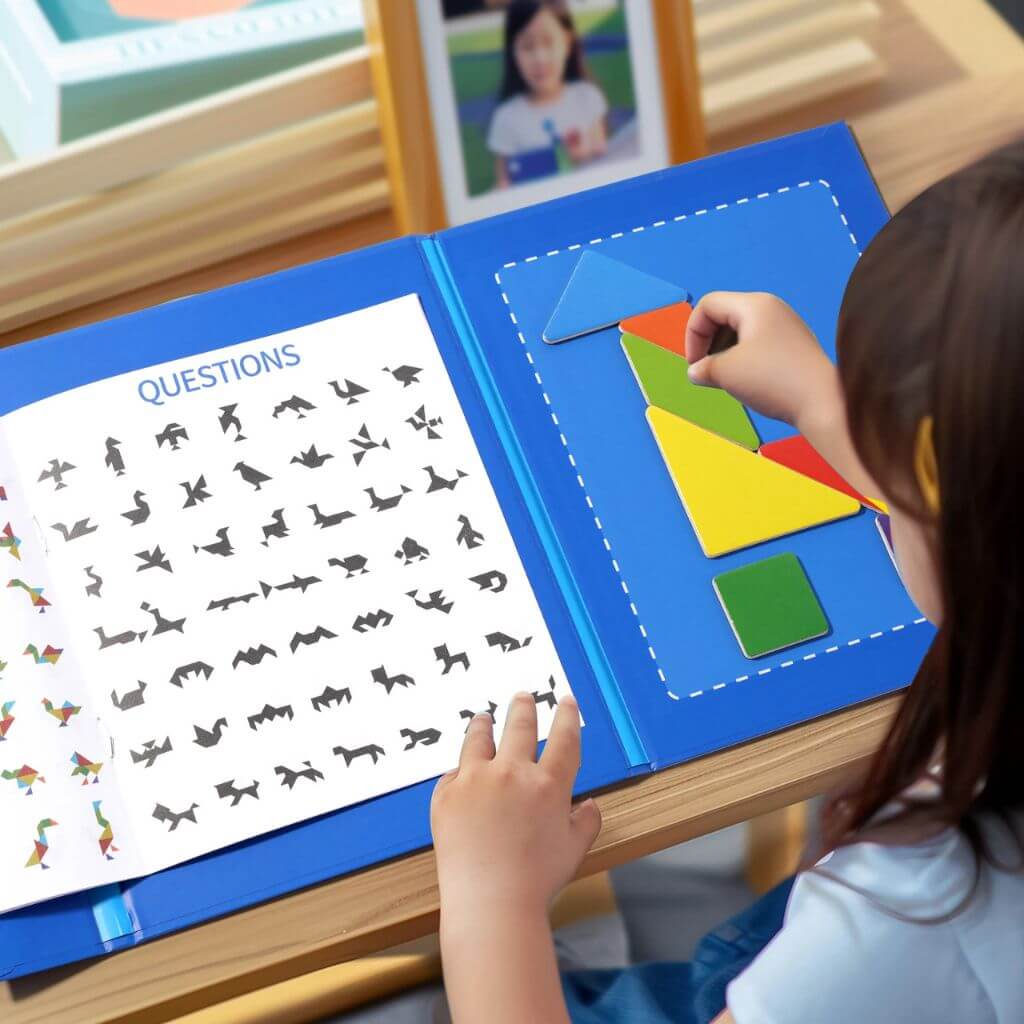 Jeu tangram magnétique Montessori – Apprendre les formes et la logique - Kidstresor