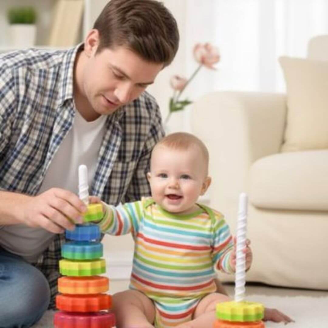 Jouer bébé Montessori - Tour d’empilement colorée pour l’éveil - Kidstresor