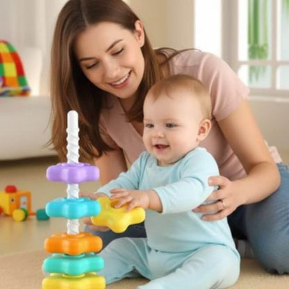 Jouer bébé Montessori - Tour d’empilement colorée pour l’éveil - Kidstresor