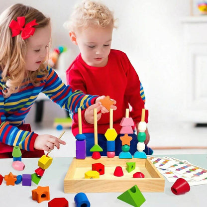 Jouet Montessori 3 en 1 – Tri, Enfilage et Empilage pour Développement Motricité et Couleurs - Kidstresor