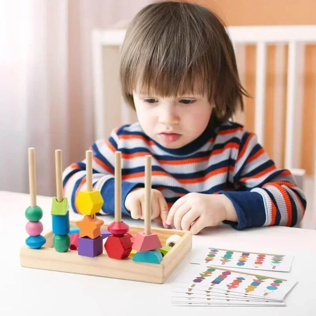 Jouet Montessori 3 en 1 – Tri, Enfilage et Empilage pour Développement Motricité et Couleurs - Kidstresor