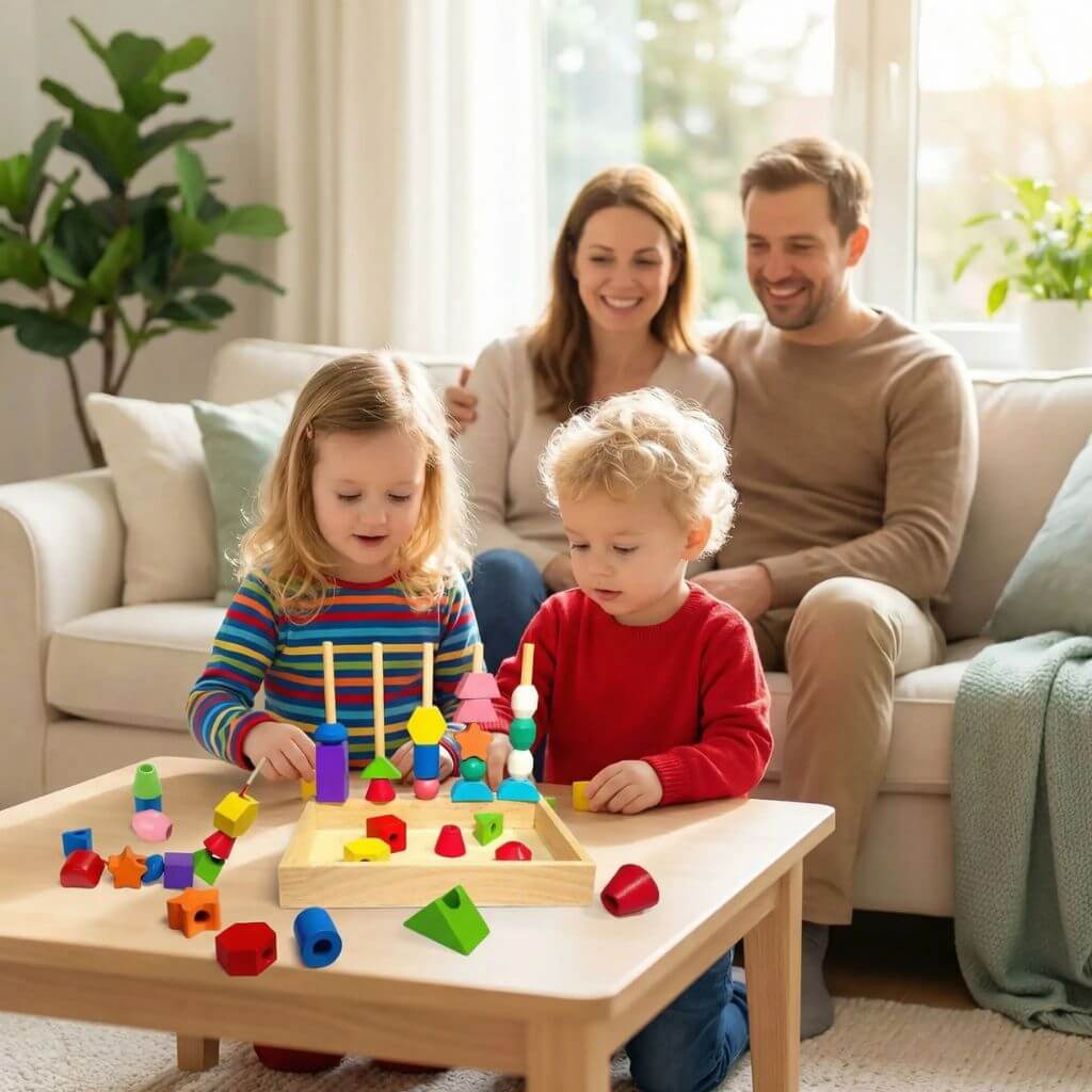 Jouet Montessori 3 en 1 – Tri, Enfilage et Empilage pour Développement Motricité et Couleurs - Kidstresor