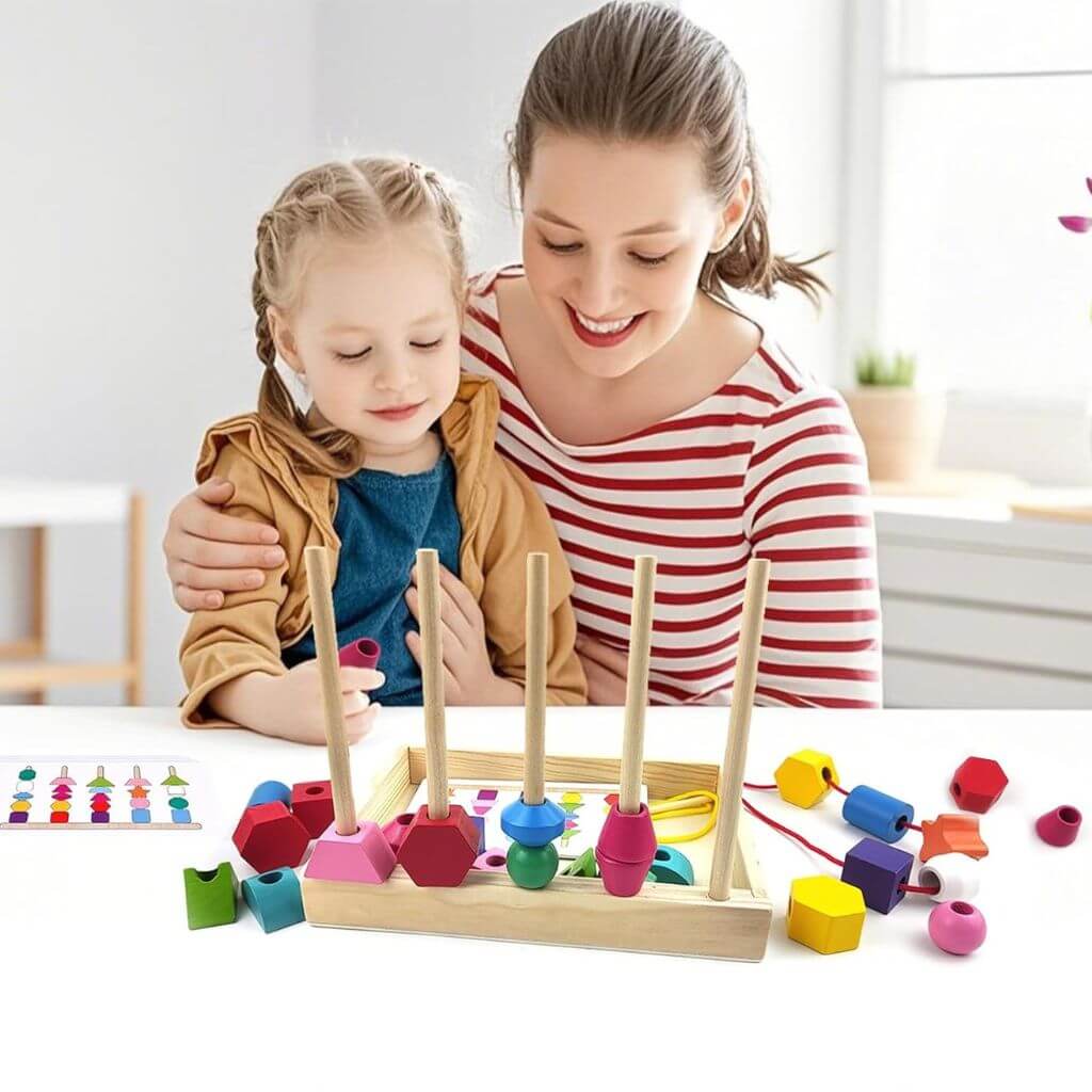 Jouet Montessori 3 en 1 – Tri, Enfilage et Empilage pour Développement Motricité et Couleurs - Kidstresor