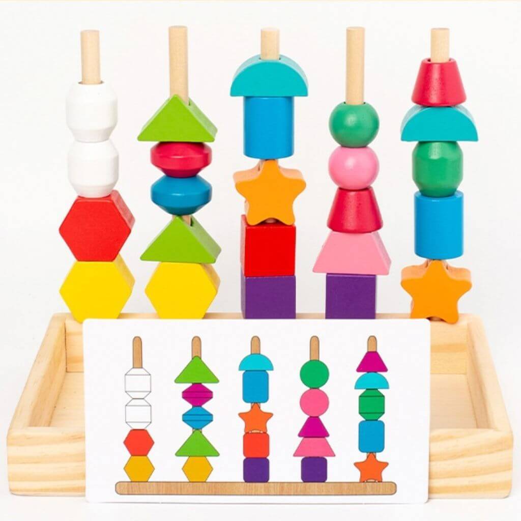 Jouet Montessori 3 en 1 – Tri, Enfilage et Empilage pour Développement Motricité et Couleurs - Kidstresor