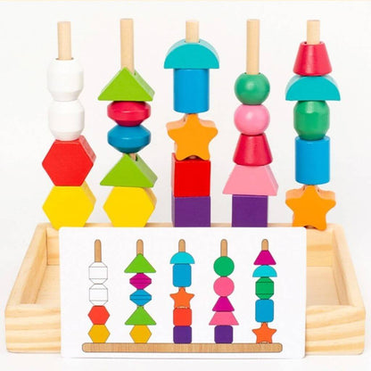 Jouet Montessori 3 en 1 – Tri, Enfilage et Empilage pour Développement Motricité et Couleurs - Kidstresor