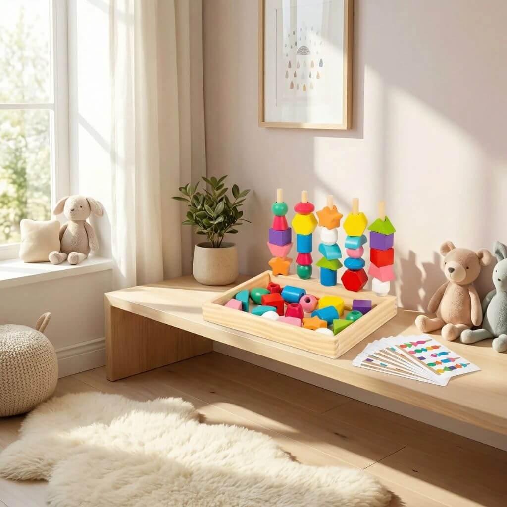 Jouet Montessori 3 en 1 – Tri, Enfilage et Empilage pour Développement Motricité et Couleurs - Kidstresor