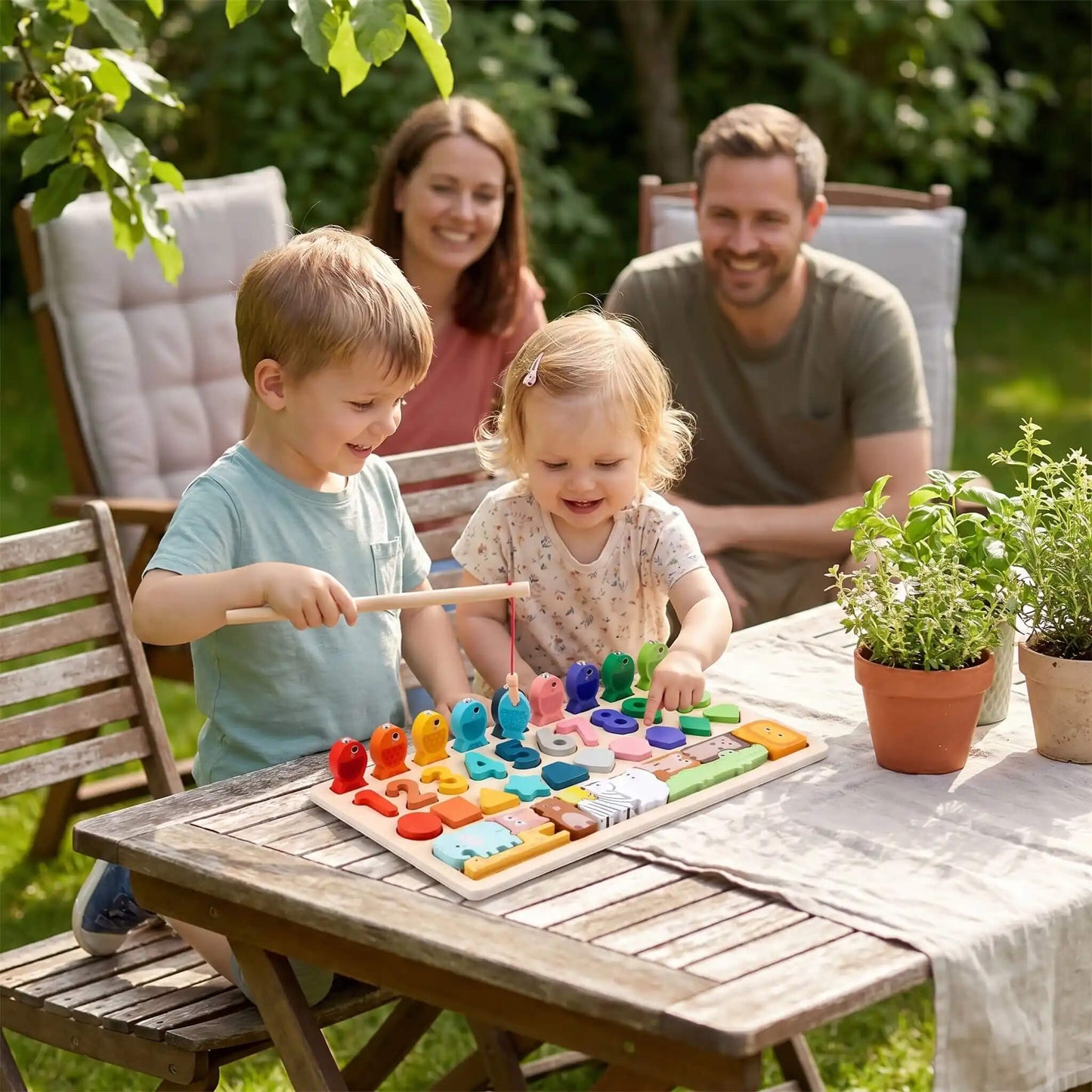 Jouet Montessori en bois 4 en 1 – Jeu de pêche magnétique & motricité fine enfant - Kidstresor