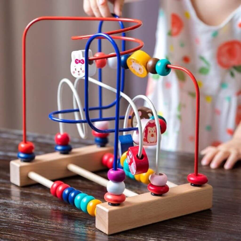 Labyrinthe de perles en bois – Formes et couleurs | Animaux – Jeu éducatif Montessori - Kidstresor