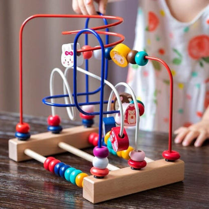 Labyrinthe de perles en bois – Formes et couleurs | Animaux – Jeu éducatif Montessori - Kidstresor