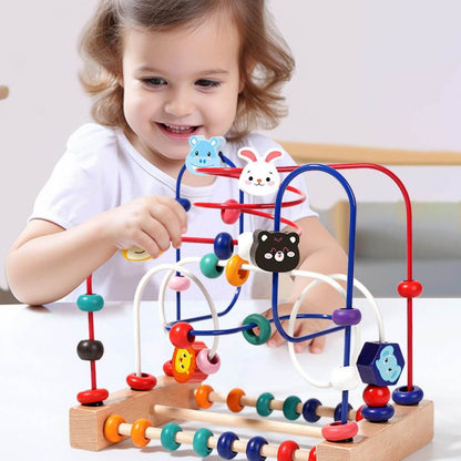 Labyrinthe de perles en bois – Formes et couleurs | Animaux – Jeu éducatif Montessori - Kidstresor