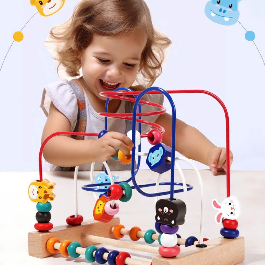 Labyrinthe de perles en bois – Formes et couleurs | Animaux – Jeu éducatif Montessori - Kidstresor