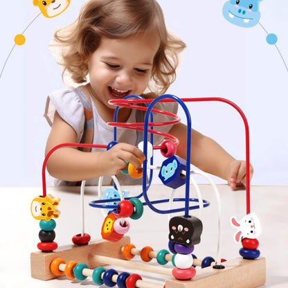 Labyrinthe de perles en bois – Formes et couleurs | Animaux – Jeu éducatif Montessori - Kidstresor