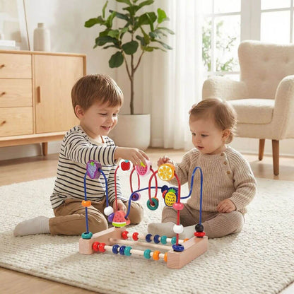 Labyrinthe de perles en bois – Formes et couleurs | Fruits – Jeu éducatif pour tout - petits - Kidstresor