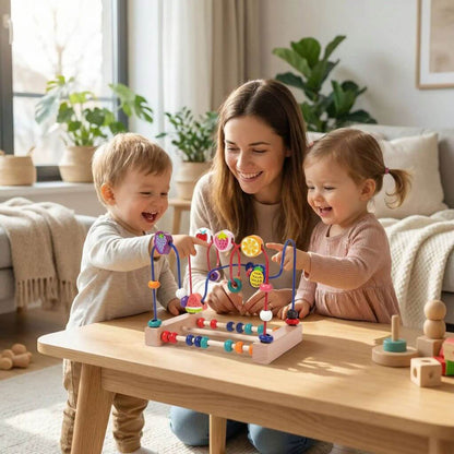 Labyrinthe de perles en bois – Formes et couleurs | Fruits – Jeu éducatif pour tout - petits - Kidstresor