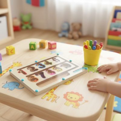 Labyrinthe magnétique en bois – Jeu éducatif Montessori couleurs et chiffres (3 - 5 ans) - Kidstresor