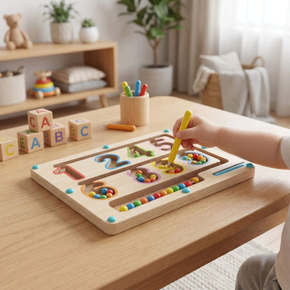 Labyrinthe magnétique en bois – Jeu éducatif Montessori couleurs et chiffres (3 - 5 ans) - Kidstresor
