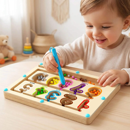 Labyrinthe magnétique en bois – Jeu éducatif Montessori couleurs et chiffres (3 - 5 ans) - Kidstresor