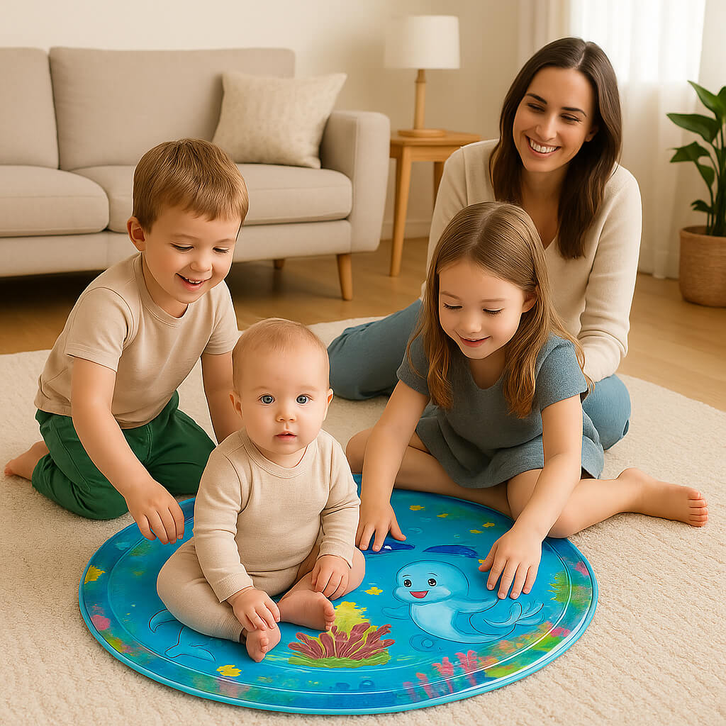 maman et ados adore le tapis deau bebe marin