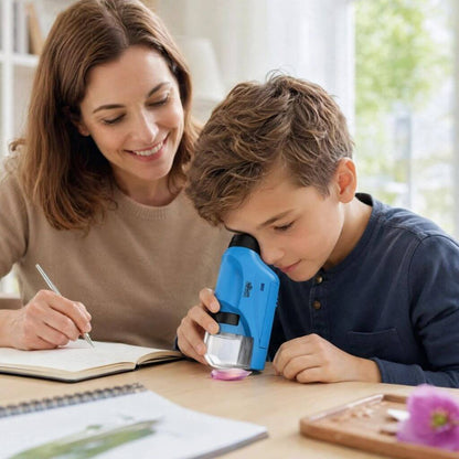 Microscope de poche enfant – 60 à 120× avec éclairage LED - Kidstresor