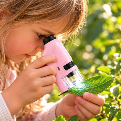 Microscope de poche enfant – 60 à 120× avec éclairage LED - Kidstresor