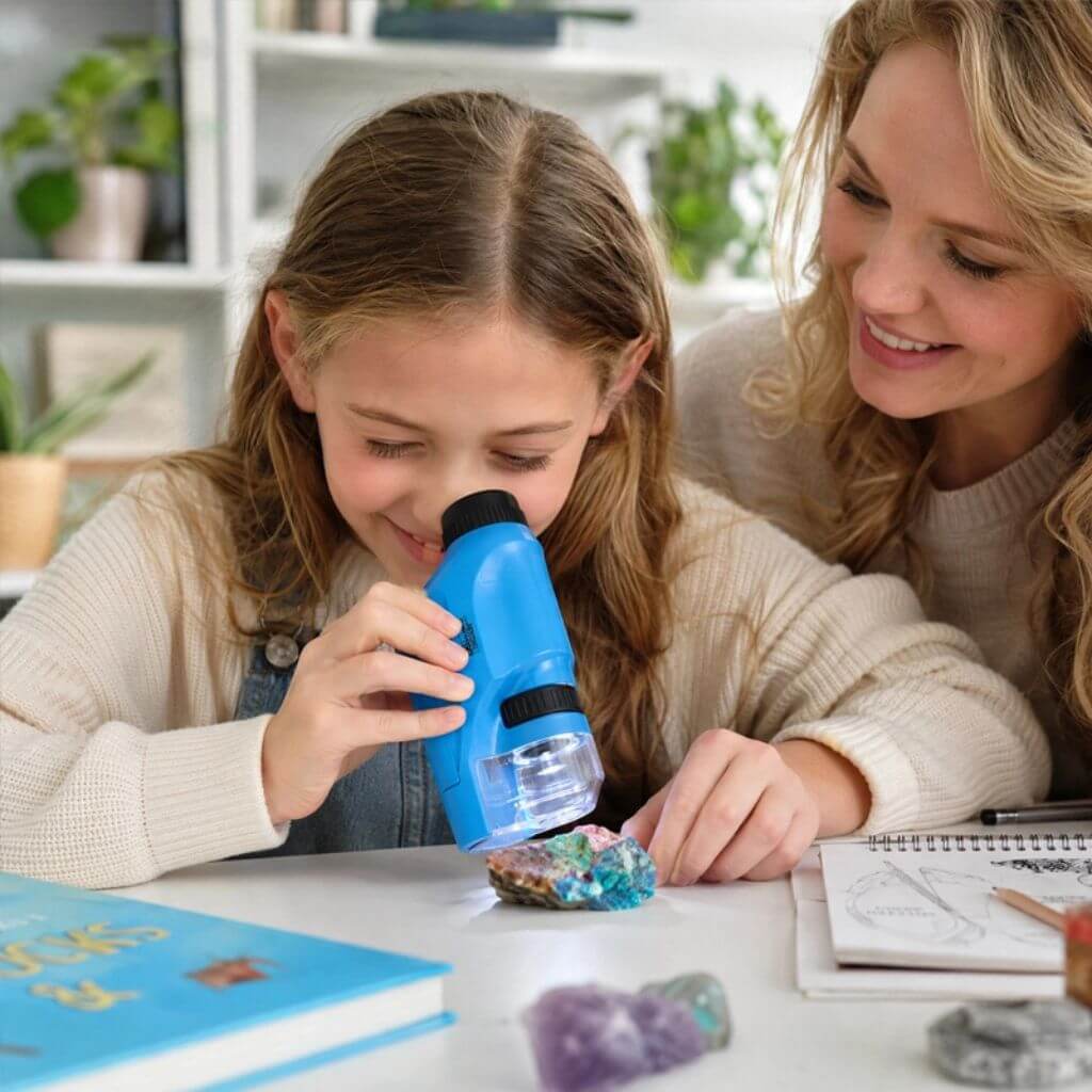 Microscope de poche enfant – 60 à 120× avec éclairage LED - Kidstresor