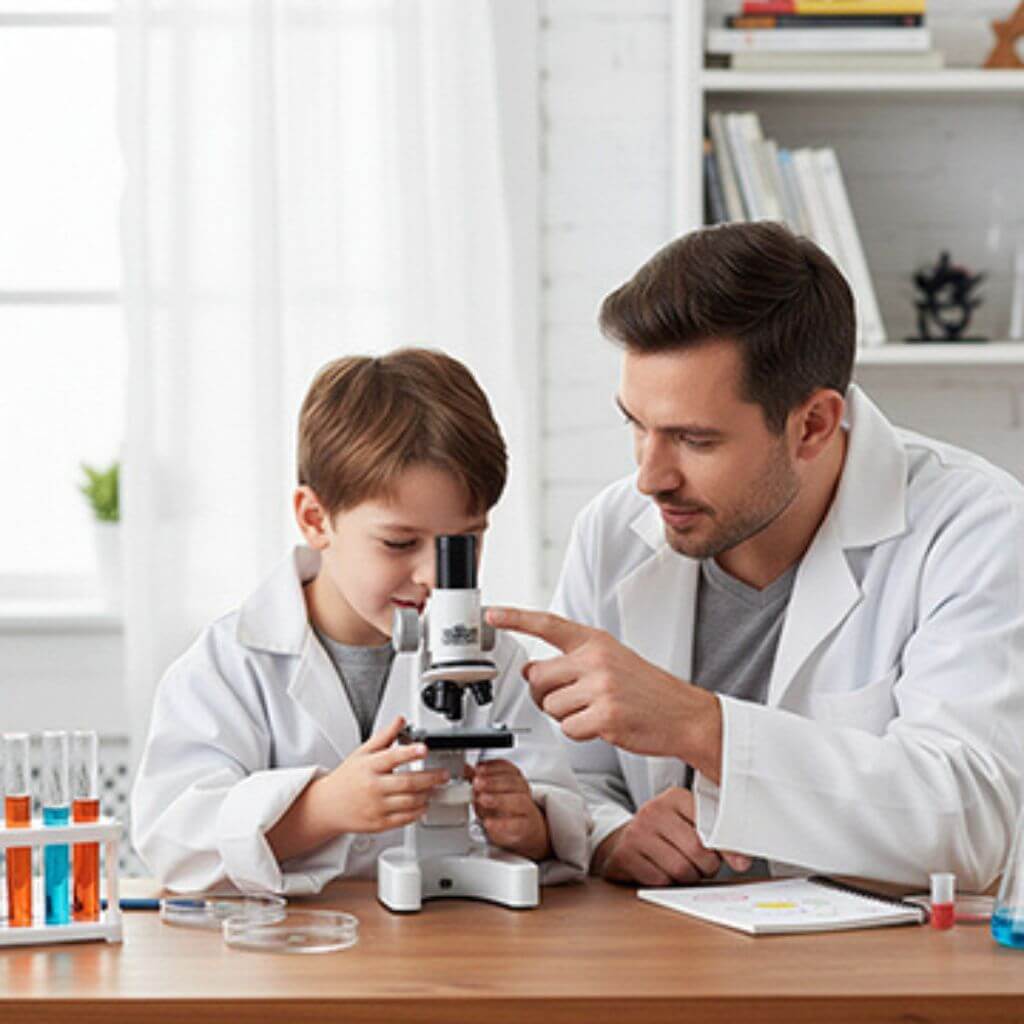 Microscope enfant – Double éclairage LED et angle réglable - Kidstresor