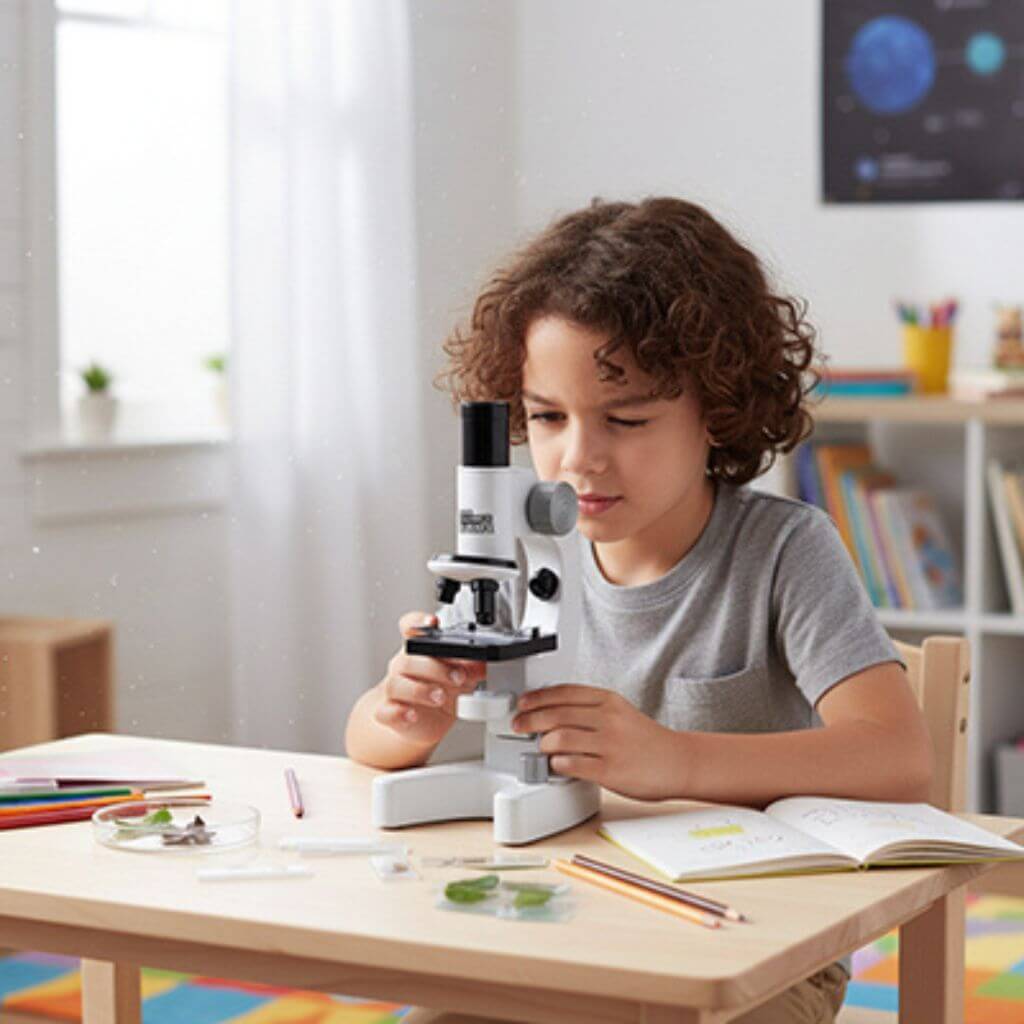 Microscope enfant – Double éclairage LED et angle réglable - Kidstresor