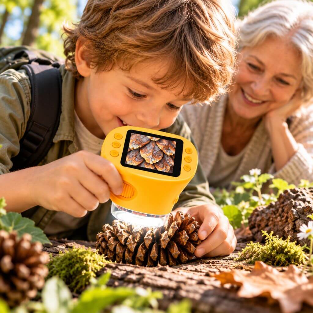 Microscope enfant – Format poche et écran numérique 2 pouces - Kidstresor