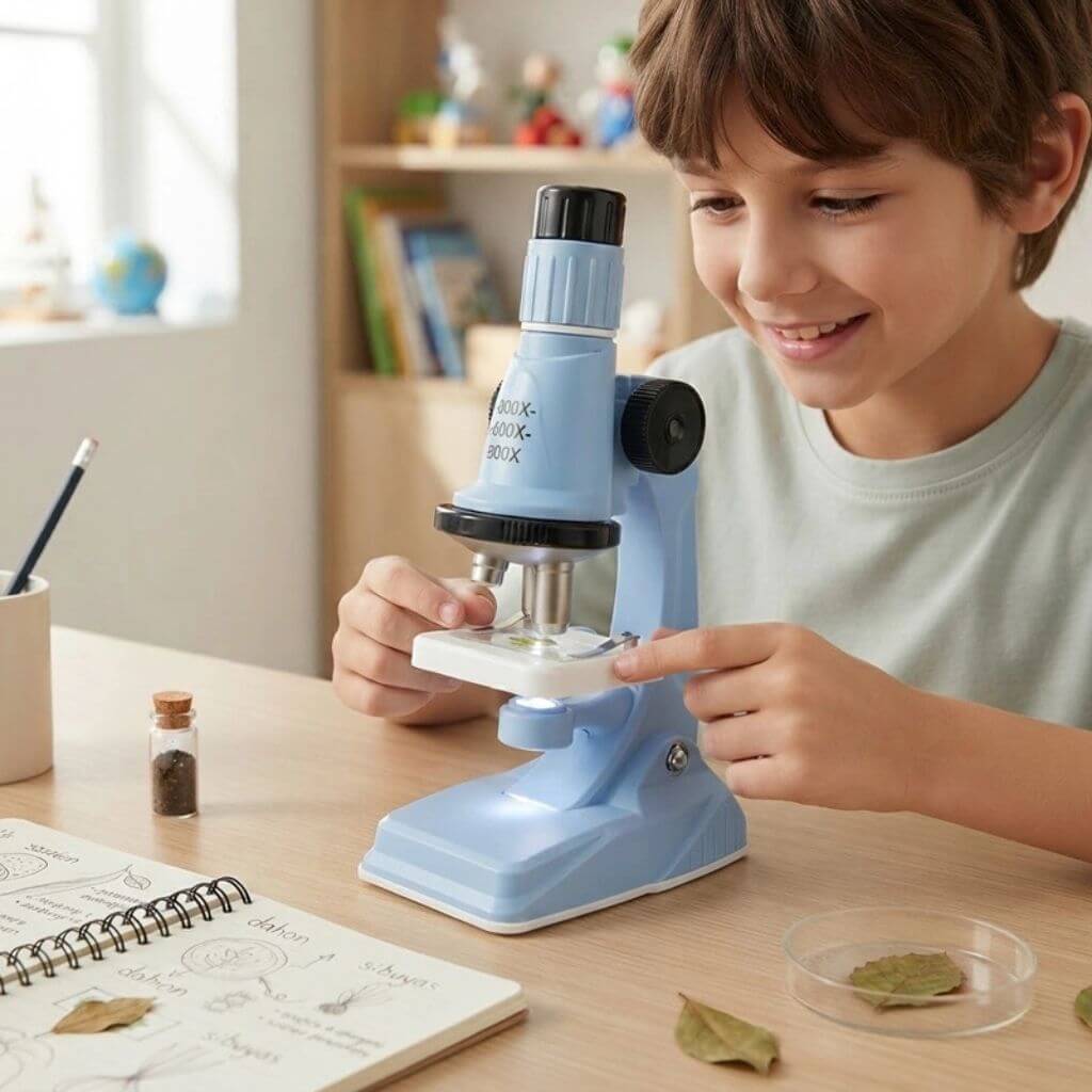 Microscope enfant – Kit d’observation avec éclairage LED - Kidstresor