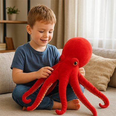 Peluche pieuvre | Réversible Émotions - Kidstresor