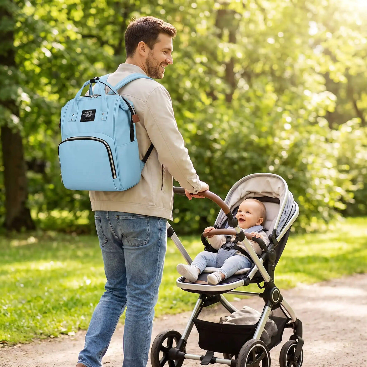 Sac à dos à langer uni – Bleu ou rouge - Kidstresor