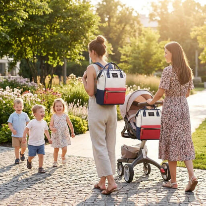 Sac à langer multicolore – Bleu, rouge et blanc - Kidstresor