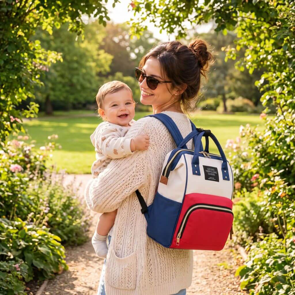 Sac à langer multicolore – Bleu, rouge et blanc - Kidstresor