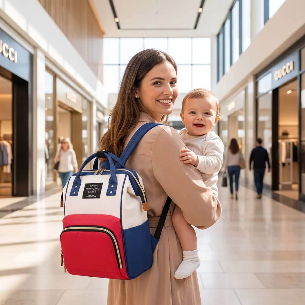 Sac à langer multicolore – Bleu, rouge et blanc - Kidstresor