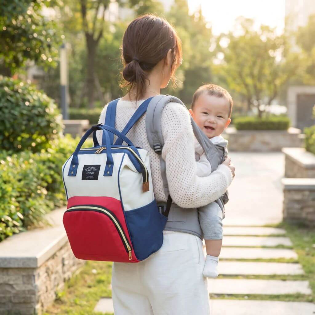Sac à langer multicolore – Bleu, rouge et blanc - Kidstresor