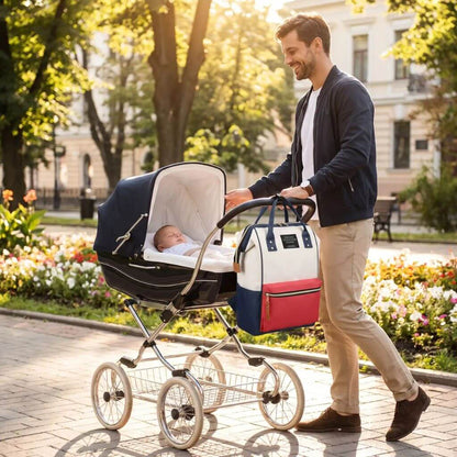 Sac à langer multicolore – Bleu, rouge et blanc - Kidstresor