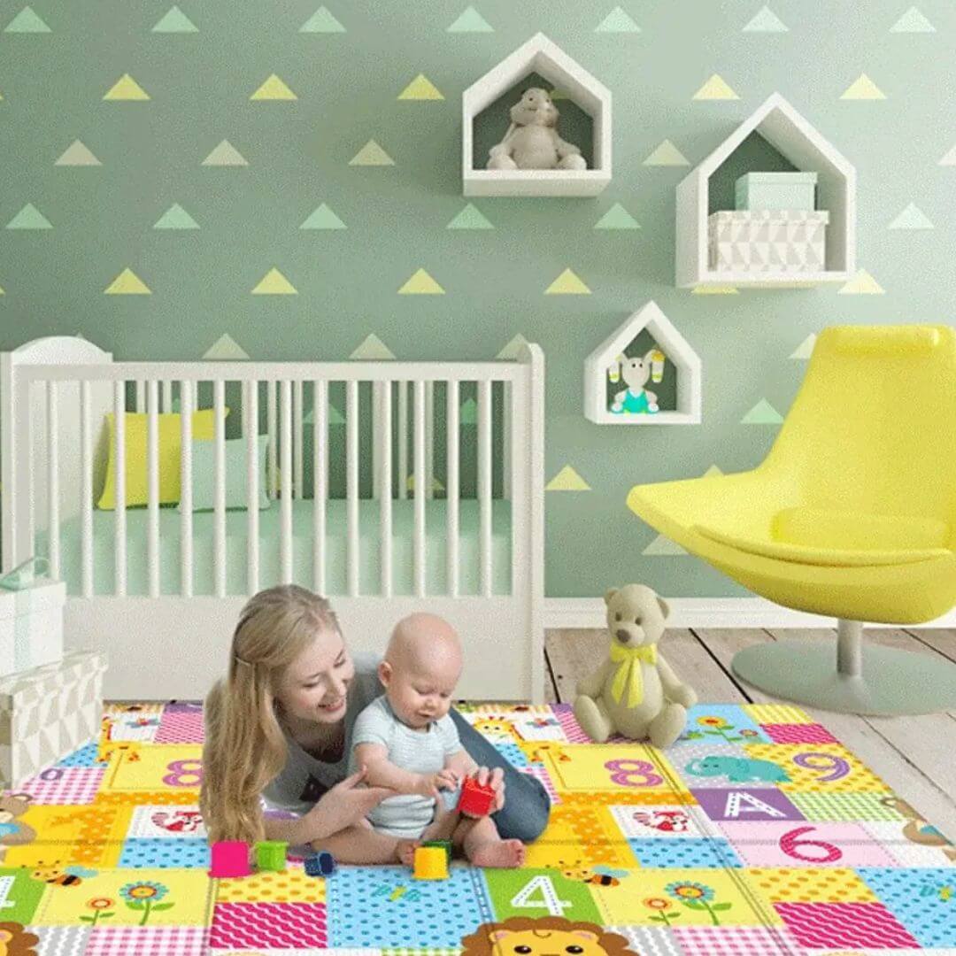 Tapis motricité bébé | Double face éveil sensoriel - Kidstresor