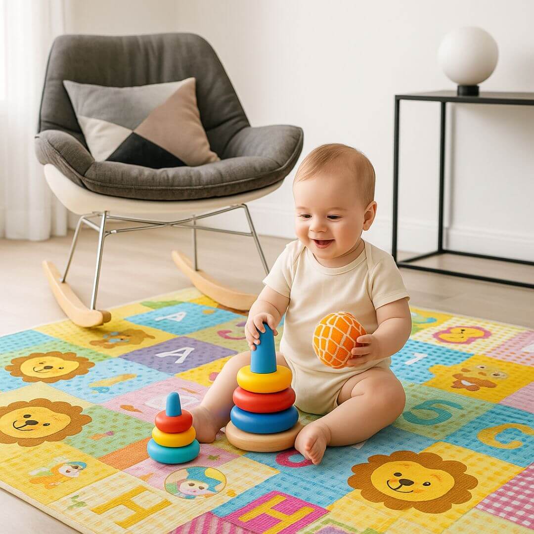 Tapis motricité bébé | Double face éveil sensoriel - Kidstresor