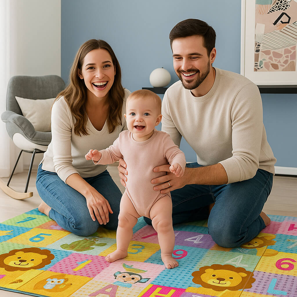 Tapis motricité bébé | Double face éveil sensoriel - Kidstresor