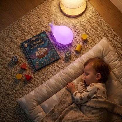 Veilleuse Baleine en Silicone LED Rechargeable – Lumière Douce 7 Couleurs pour Chambre Enfant - Kidstresor