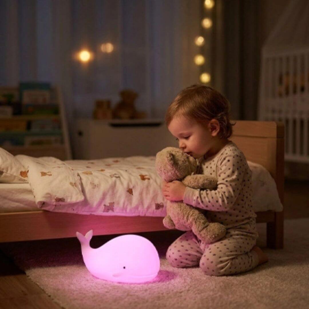 Veilleuse Baleine en Silicone LED Rechargeable – Lumière Douce 7 Couleurs pour Chambre Enfant - Kidstresor