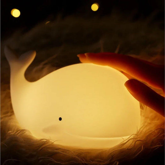 Veilleuse Baleine en Silicone LED Rechargeable – Lumière Douce 7 Couleurs pour Chambre Enfant - Kidstresor