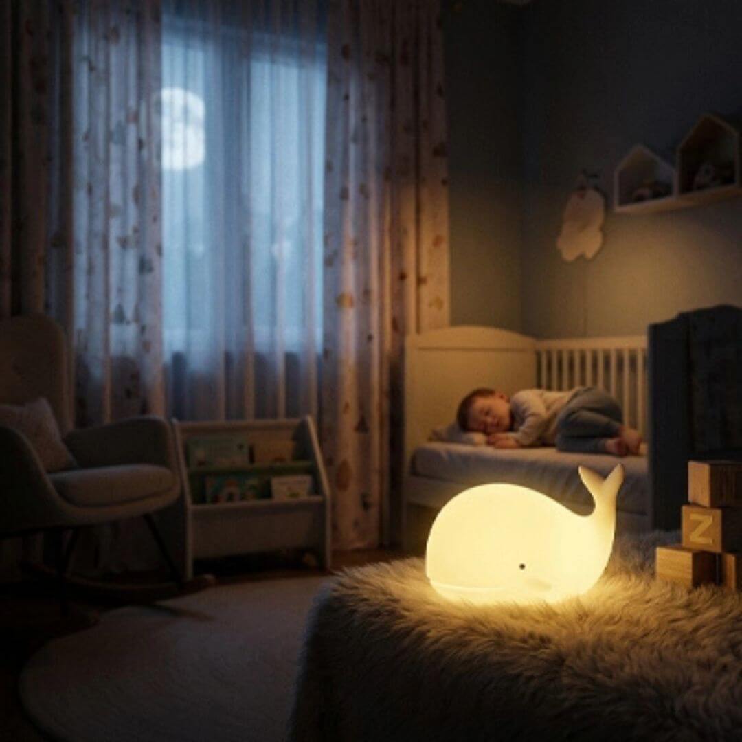Veilleuse Baleine en Silicone LED Rechargeable – Lumière Douce 7 Couleurs pour Chambre Enfant - Kidstresor